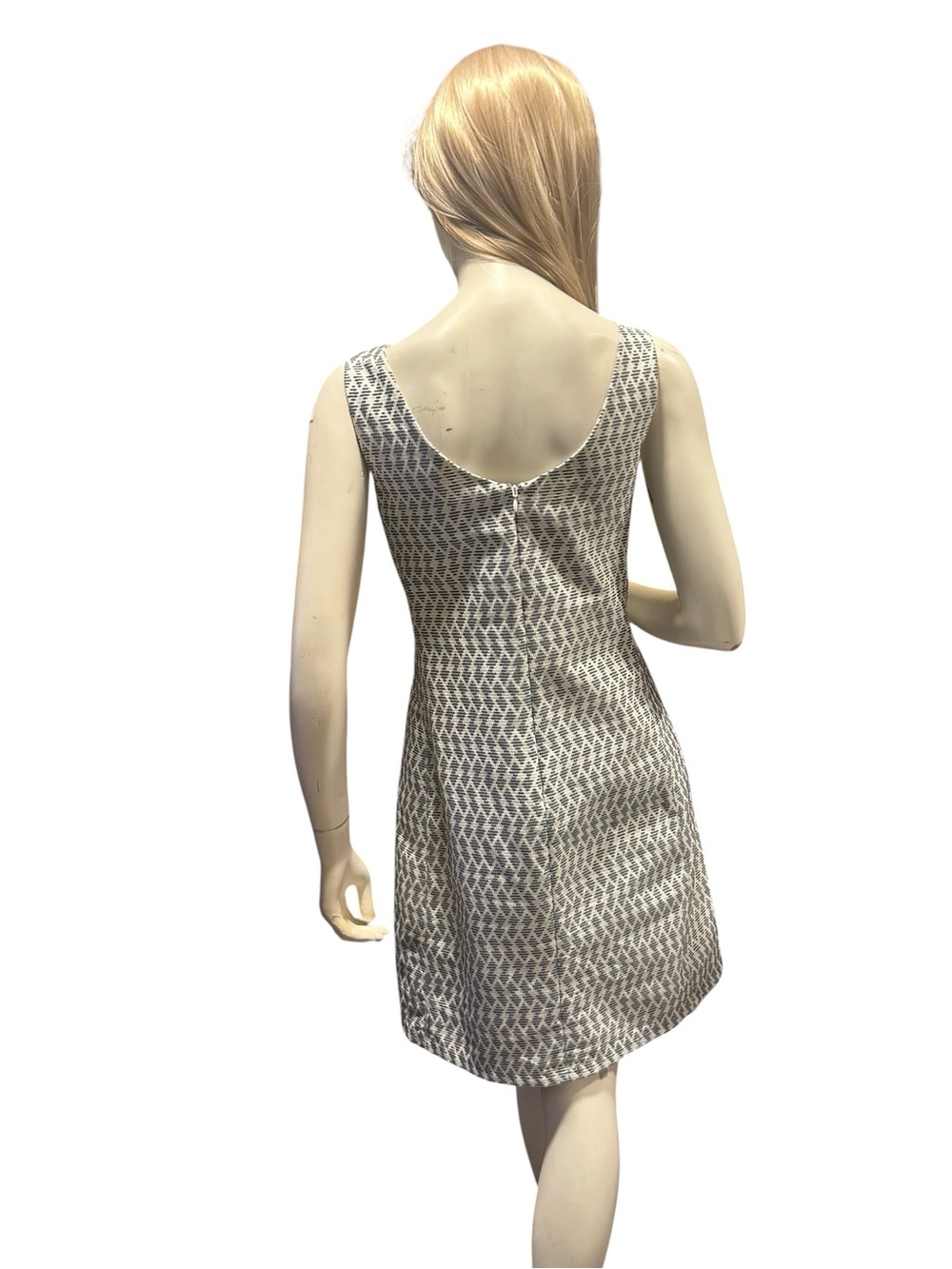 Theory Mivrill Mayview Sleeveless Dress Brisk Blue Multi Geometric Size 8 - Picture 6 of 6